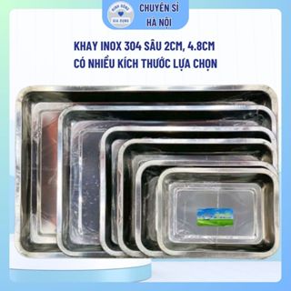 Khay inox đựng thức ăn độ sâu 2cm, 4.8cm mâm cơm, khay nướng bánh, khay lót bàn ăn
