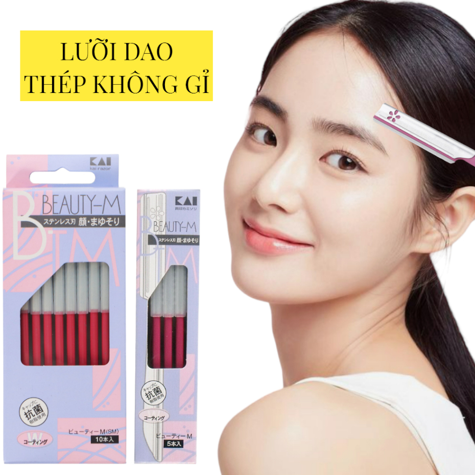 Hộp 10 Dao Cạo Lông Mày KAI Beauty Razor Nhật Bản