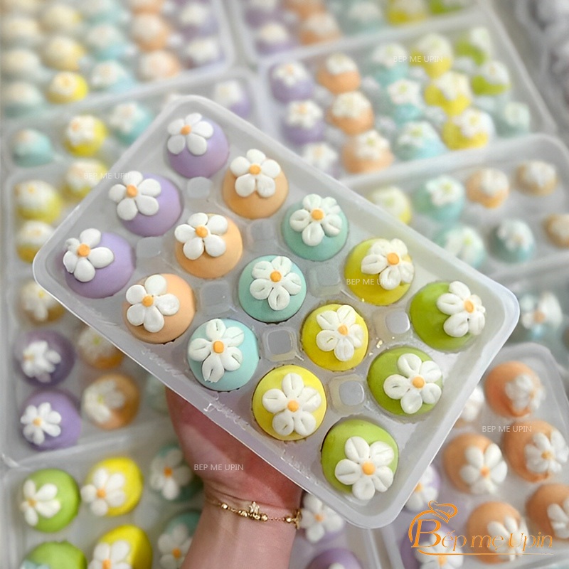 Set 100 hộp đựng bánh trôi hộp 15 ô tròn đế tròn giúp bánh k méo