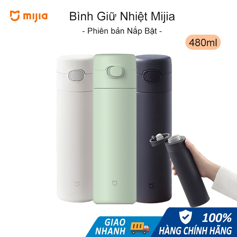 Bình Giữ Nhiệt Mijia Nắp Bật 480ml, Nhấn Là Mở, INOX 316L, Chống Rò Rỉ, Giữ Nhiệt Lâu | BigBuy360 - bigbuy360.vn