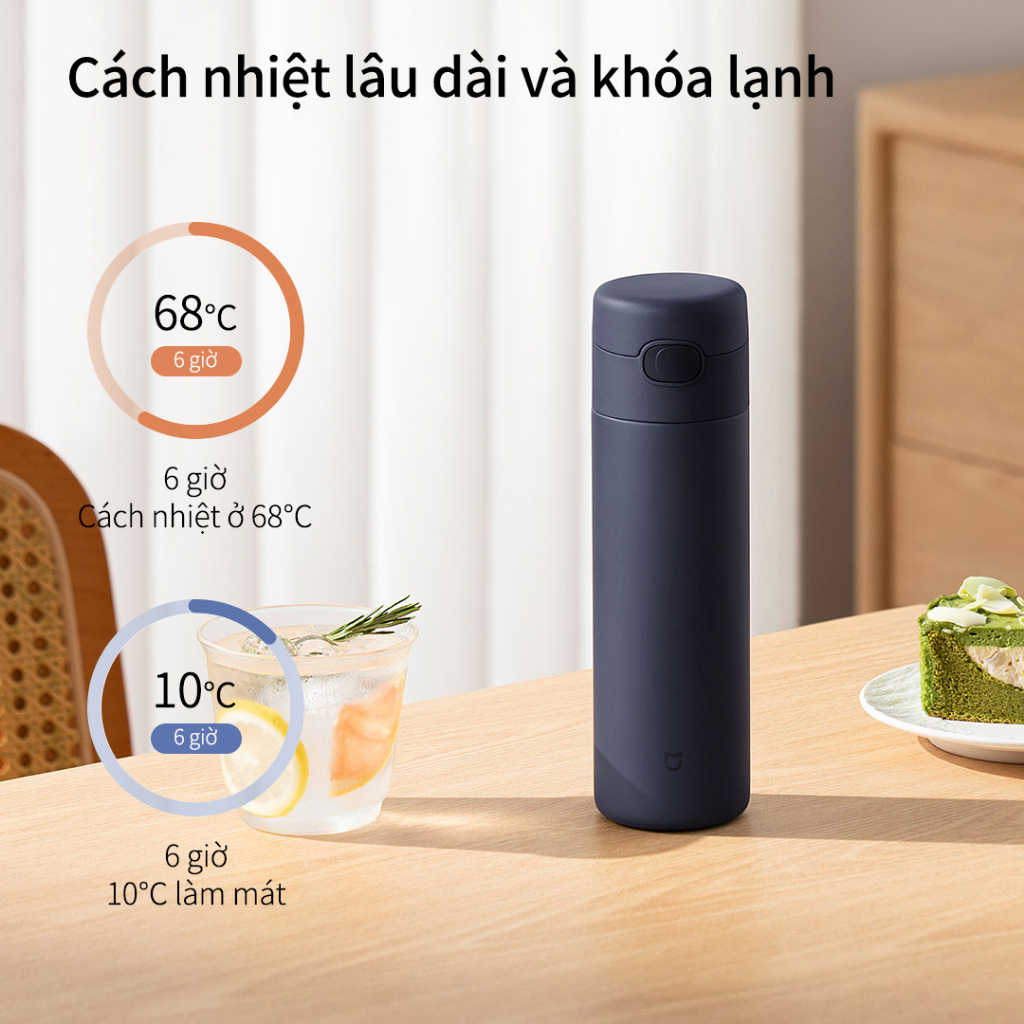 Bình Giữ Nhiệt Mijia Nắp Bật 480ml, Nhấn Là Mở, INOX 316L, Chống Rò Rỉ, Giữ Nhiệt Lâu | BigBuy360 - bigbuy360.vn
