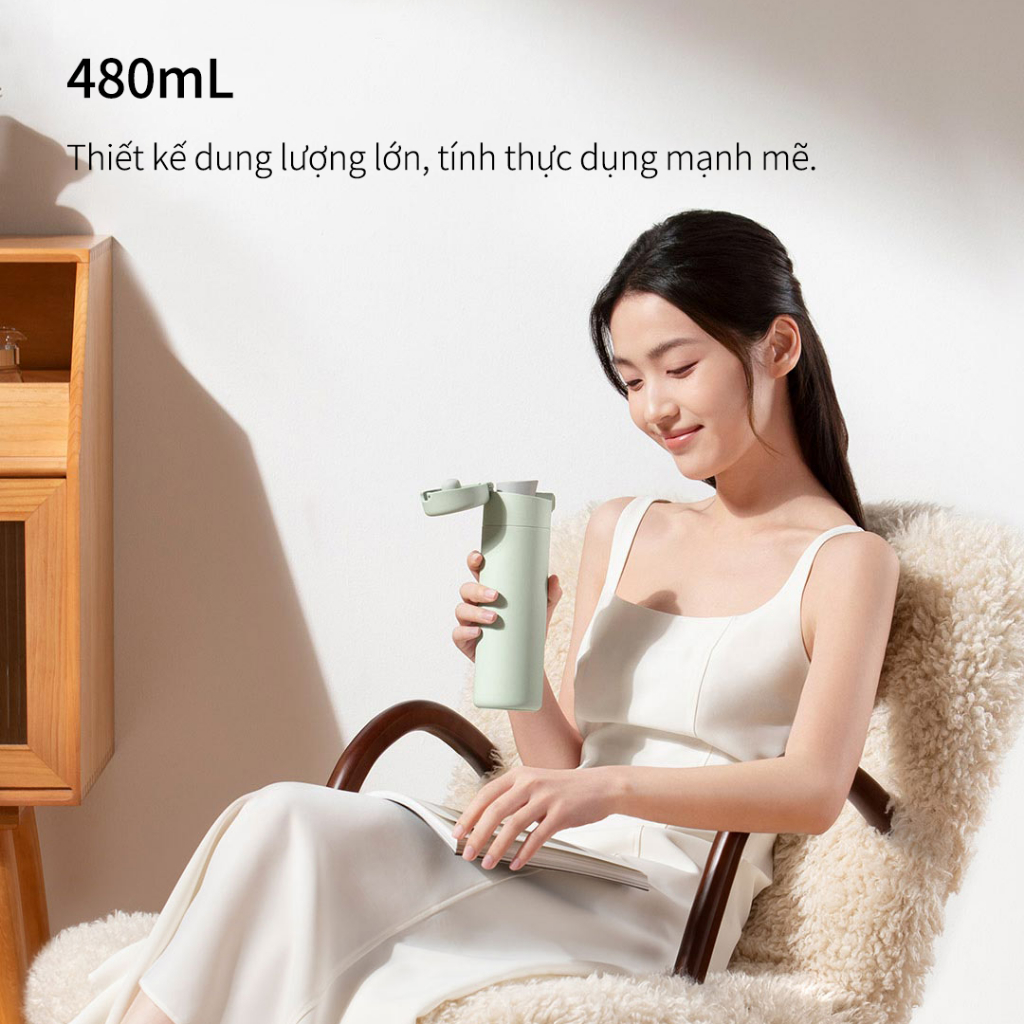 Bình Giữ Nhiệt Mijia Nắp Bật 480ml, Nhấn Là Mở, INOX 316L, Chống Rò Rỉ, Giữ Nhiệt Lâu | BigBuy360 - bigbuy360.vn