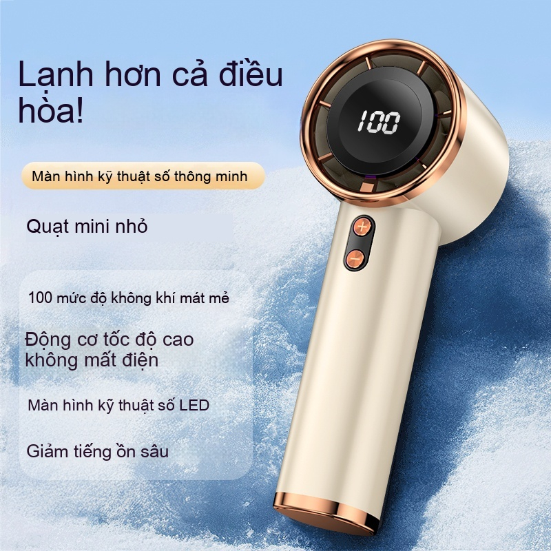 4000mah Quạt cầm tay tích điện mini METIS có dây đeo,100 tốc độ gió, có cổng sạc type-C