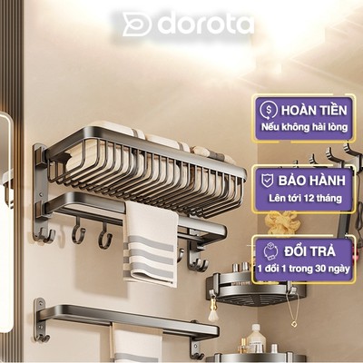 Kệ để đồ nhà tắm cao cấp DOROTA giá để khăn loại lớn chất liệu nhôm hàng cao cấp GTK
