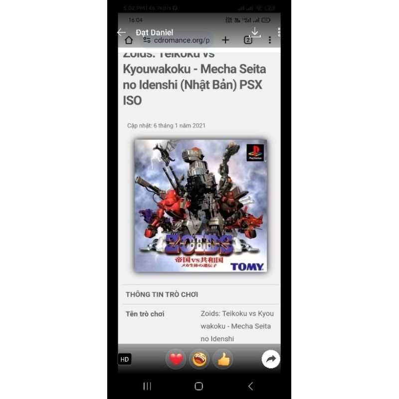 đĩa game p s 1 zoids