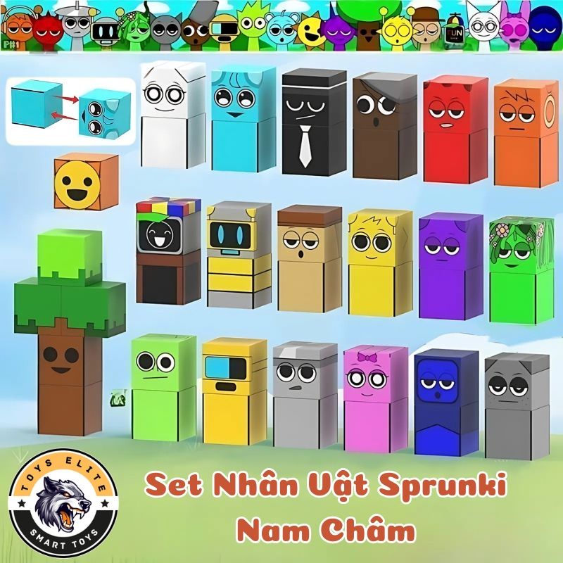8 Cái / 16 Cái Bộ Sprunki Khối Nam Châm Đồ Chơi Mô Hình Nhân Vật Sprunki Raddy Jevin Simon Siêu Ngộ 