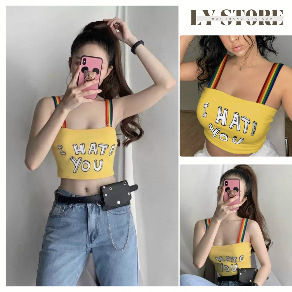 áo 2 Dây Cầu vồng in Chữ Chất Đẹp,LY STORE