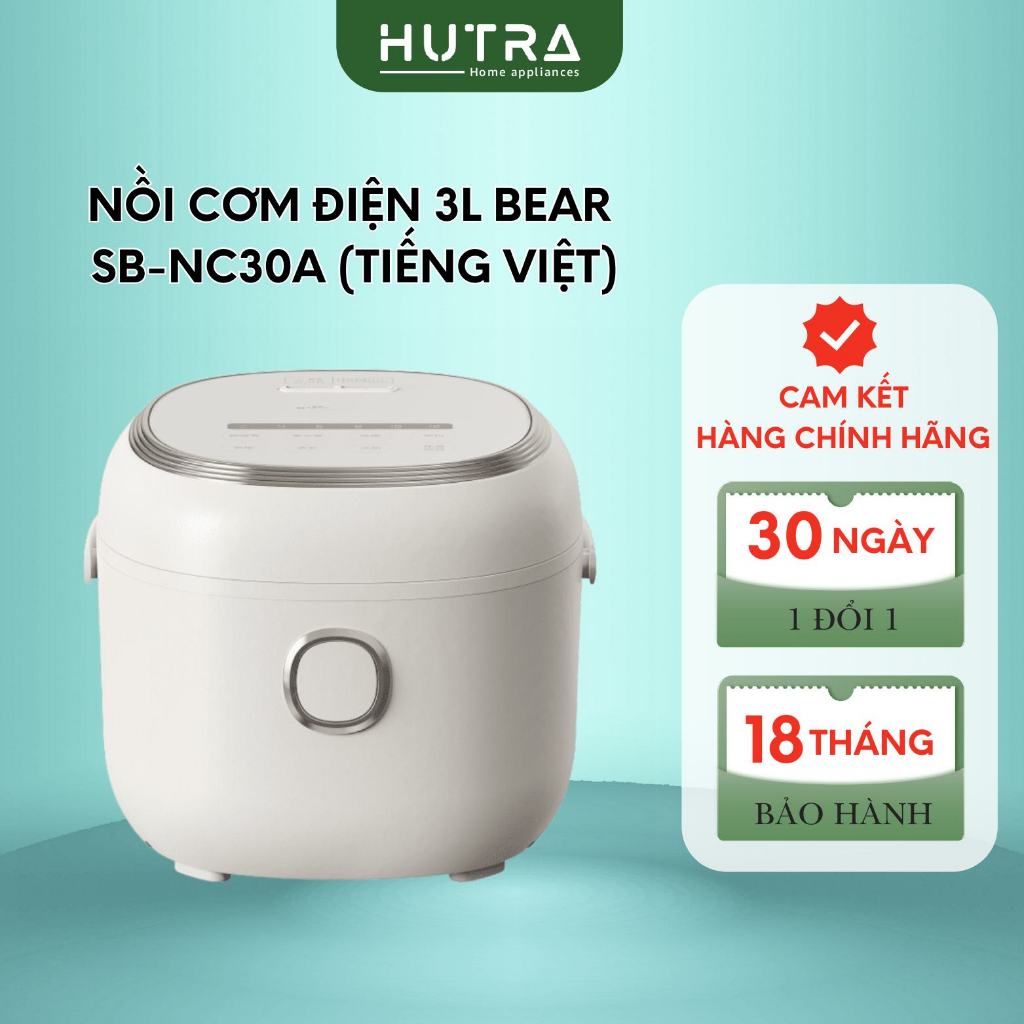 Nồi cơm điện Bear Điện Tử 3L Tiếng Việt Bảo hành 18 tháng Hạt Cơm Chín Đều -Trọn Dưỡng Chất SB-NC30A