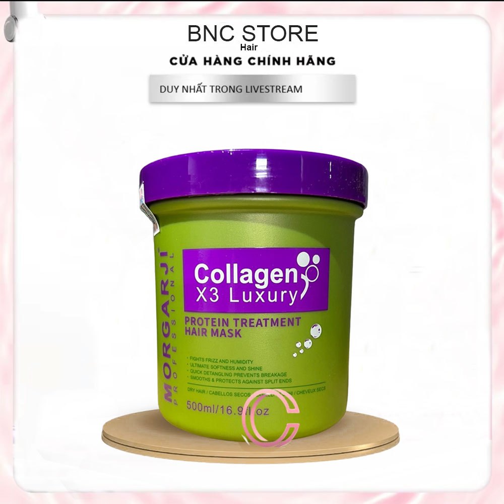 Kem Ủ Tóc Mềm Mượt Morgarji 500ML X3 Collagen Phục Hồi Tóc Hư Tổn Thẳng Mượt | Dầu Hấp Tại Nhà