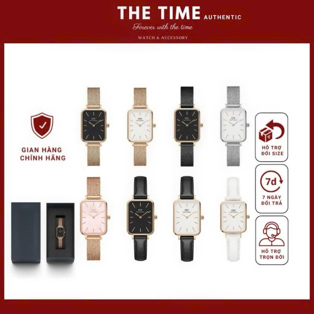 (Tặng vòng tay) Đồng Hồ Nữ DW. Dây Thép Mặt Chữ Nhật - Đồng hồ Daniel Wellington. 20x26mm.3atm