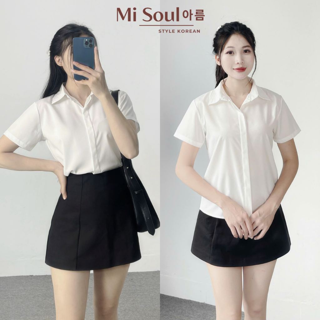Áo Sơ Mi Nữ Cộc Tay MiSoul Chất Kate Lụa Mềm Mại BigSize, Áo Trắng Học Sinh Tay Ngắn 419 | BigBuy360 - bigbuy360.vn