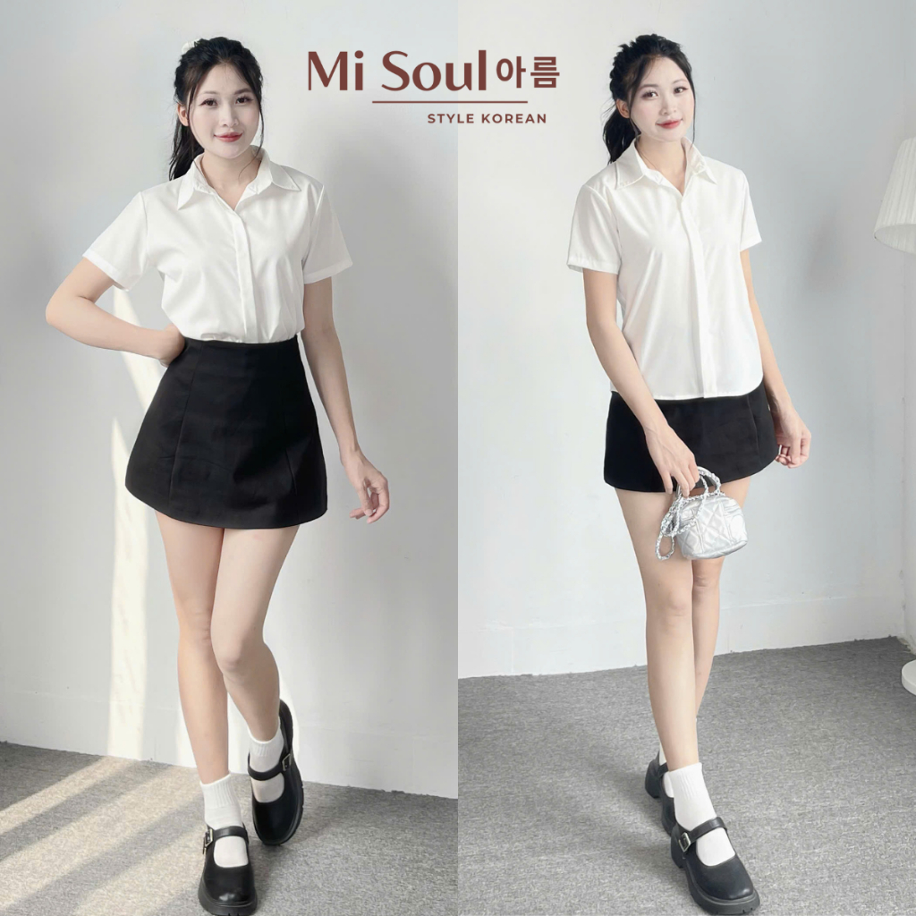 Áo Sơ Mi Nữ Cộc Tay MiSoul Chất Kate Lụa Mềm Mại BigSize, Áo Trắng Học Sinh Tay Ngắn 419 | BigBuy360 - bigbuy360.vn