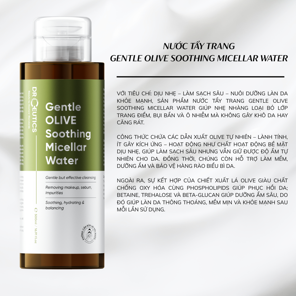 Ảnh 3 của Nước tẩy trang DRCEUTICS Ultra-Mild Olive Cleansing Water làm sạch sâu, không gây khô da