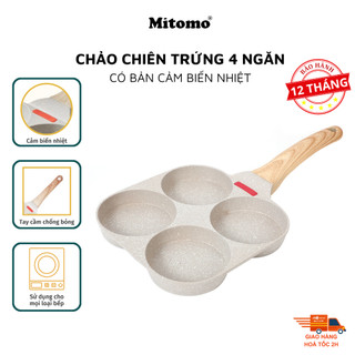  Chảo chiên rán chống dính Mitomo 4 ngăn làm bánh chiên trứng có bản cảm biến nhiệt vô cùng tiện lợi - Hàng chính hãng 