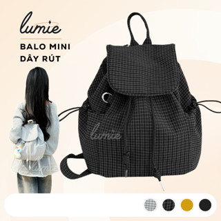 Balo Mini Dây Rút Caro Nhí Vải Dù Trượt Nước Nhiều Màu Phù Hợp Đi Học Đi Chơi Đi Làm Du Lịch