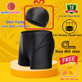 Quần Bơi Nam Tặng Kèm Nón Bơi Bịt Tai Quần Bơi Nam 2 Lớp Ngắn Hoa Văn Vây Cá Mập Thoát Nước Nhanh Cleacco CMN Boro Sport