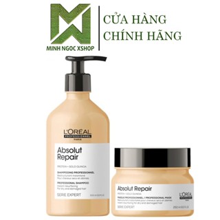 Combo Dầu Gội 500ML và Dầu hấp kem bơ 250ML phục hồi hư tổn toàn diện L'Oréal - Loreal Absolut Repair
