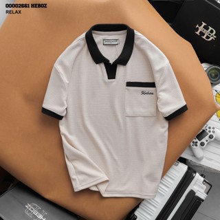  Áo thun polo nam Heboz bộ cổ V 2M áo phông nam cổ bẻ phối màu basic - 00002661 