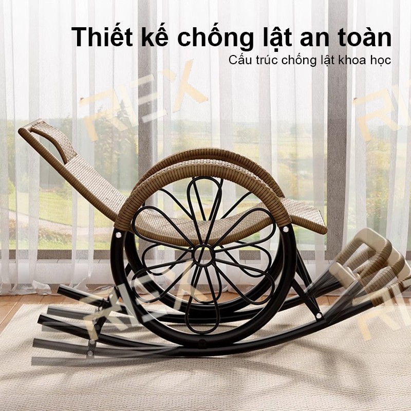 REX ghế lười thư giãn lười mây ghế bập bênh thư giãn Có Gác Chân Nghề mây tre đan khả năng chịu tải 250kg | BigBuy360 - bigbuy360.vn