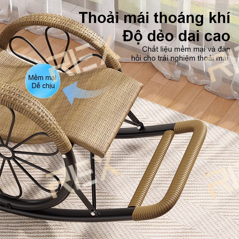 REX ghế lười thư giãn lười mây ghế bập bênh thư giãn Có Gác Chân Nghề mây tre đan khả năng chịu tải 250kg | BigBuy360 - bigbuy360.vn