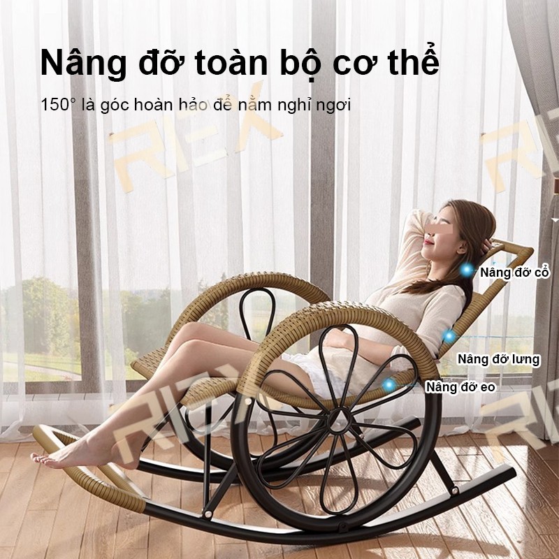REX ghế lười thư giãn lười mây ghế bập bênh thư giãn Có Gác Chân Nghề mây tre đan khả năng chịu tải 250kg | BigBuy360 - bigbuy360.vn