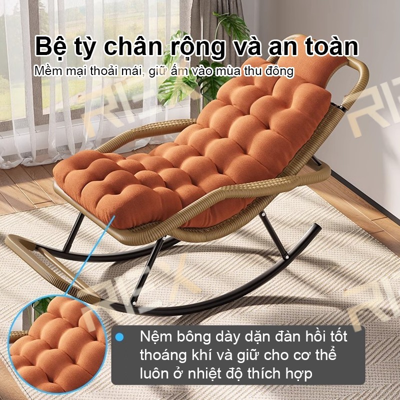 REX ghế lười thư giãn lười mây ghế bập bênh thư giãn Có Gác Chân Nghề mây tre đan khả năng chịu tải 250kg | BigBuy360 - bigbuy360.vn