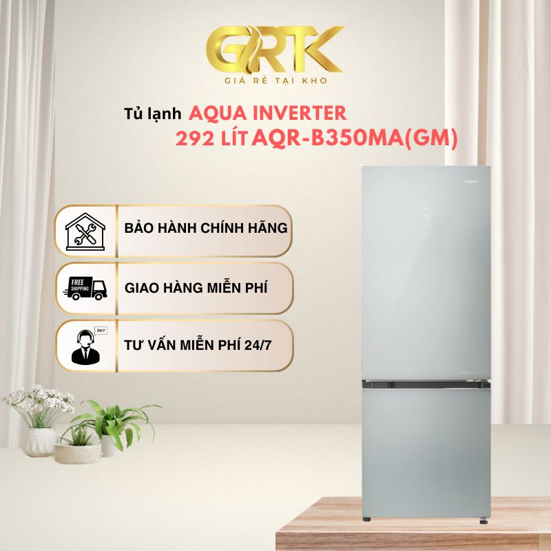Tủ lạnh Aqua Inverter 292 lít AQR-B350MA(GM) – Giao Nhanh TP.HCM