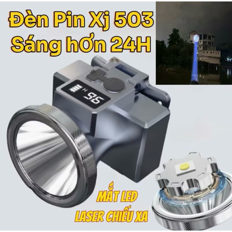 Đèn pin siêu sáng - XJ503, ánh sáng vàng, có màn hình hiển thị thời gian sử dụng