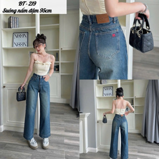 Mẫu Mới - QUẦN JEAN SUÔNG NẤM LÙN 9 TẤC TÚI THÊU TYM NHỎ XINH (38-60ký)LƯNG CAO 1 NÚT 219