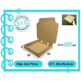 Size 25x25x3 cm _combo 100c_ Hộp Đựng Pizza Màu Nâu