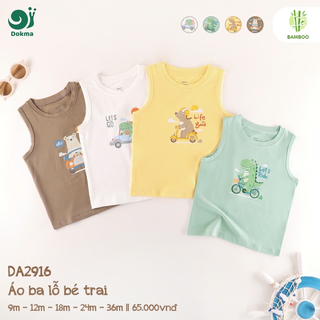 Áo ba lỗ bé trai dokma (9-36m)