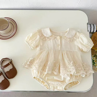 Body Váy Ren Cổ Peter Pan Màu Kem Cho Bé Gái Sơ Sinh 1 2 Tuổi MINTSCLOSET Quảng Châu - BV7157