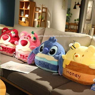 Bộ Gối kèm mền m1xm6 và m6x2m Hình Bánh Kem Gấu Dâu Lotso, Stitch, Gấu Trúc, Pooh Mật Ong Kèm Chăn dài 2m Siêu Xinh