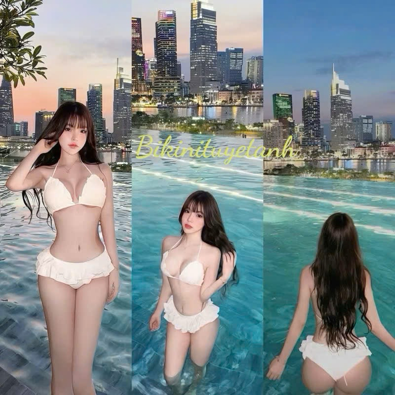 bikinituyetanhl Bikini 2 Mảnh Thiết Kế Bèo Nhún Màu Trắng l IVY BIKINI SET | BigBuy360 - bigbuy360.vn