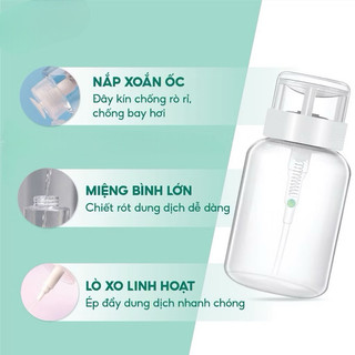 Lọ đựng cồn acetone 250ml đầu xịt - Bình nhún đựng nước lau gel chuyên dụng làm móng