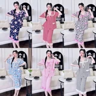 [Hàng Mới Về] Đồ Bộ Ngủ Nữ Pyjama Lửng BigSize Cổ Sen Tiểu Thư 40-100kg Chất Lụa Nhật Cao Cấp Giá Rẻ Mềm Mịn Mũm Mĩm Beo