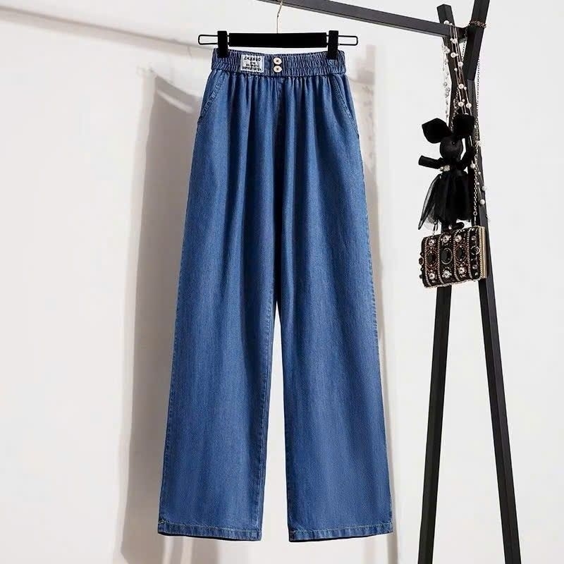 Quần bò jean giấy mềm  mịn  ,Quần suông dài basic  ống rộng   lưng thun  trẻ trung  thanh  lịch | BigBuy360 - bigbuy360.vn