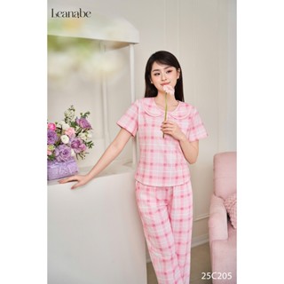 Bộ ngủ đồ bộ mặc nhà Leanabe áo cổ sen quần dài chất thun cotton hàn co giãn thoáng mát 25C204-05