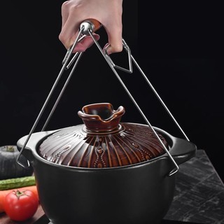 Kẹp Gắp Bát Đĩa Nóng Inox 304 Cán Gỗ, Gắp Nồi Nóng, Đĩa To Trong Nồi Hấp