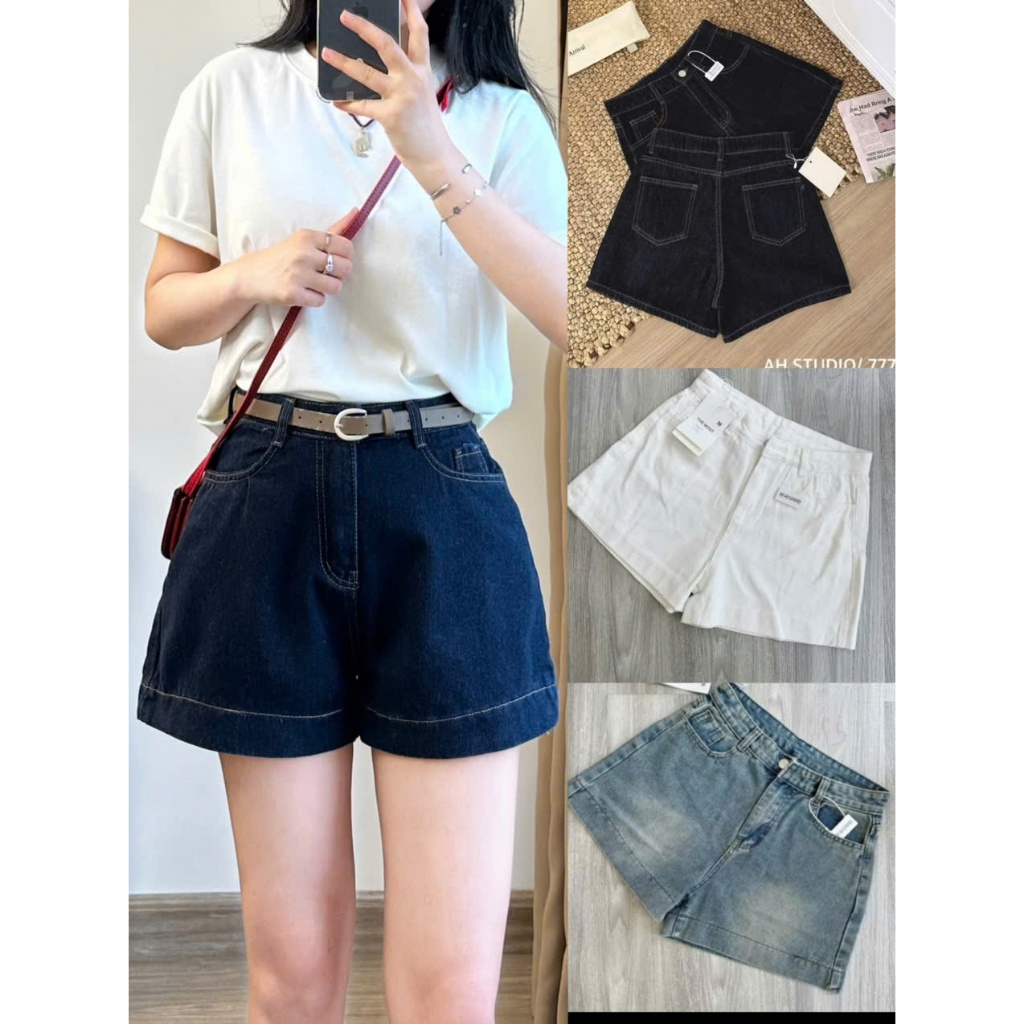 Quần Short Jeans Chỉ Nổi Màu Xanh Than Basic Cá Tính Quansooc7936 | BigBuy360 - bigbuy360.vn