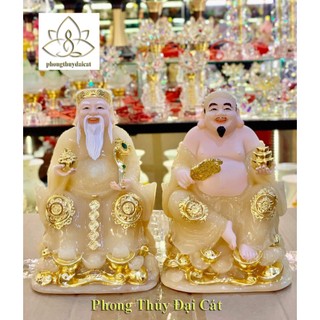 Thần tài thổ địa đá cao cấp ngồi trên cục vàng, tượng chính hãng cao 20,25,30cm