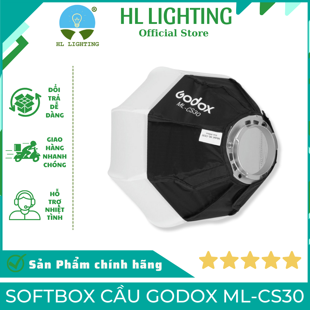 Softbox Cầu Godox ML-CS30 Ngàm Mini Bowen 30 × 30 cm Cho ML60II ML100Bi HL Lighting
