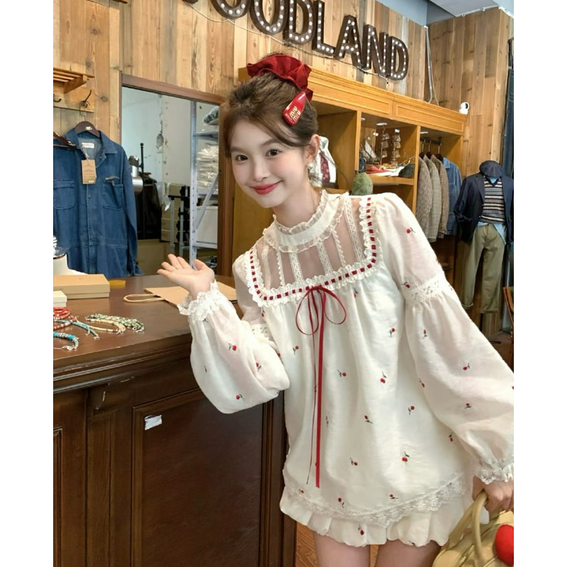 Set Áo Tay Bồng Cột Nơ Phối Quần Bí TIBU Set Đồ Nữ Dễ Thương Hoa Nhí Đỏ Trắng Đi Chơi Biển Phố B429 | BigBuy360 - bigbuy360.vn