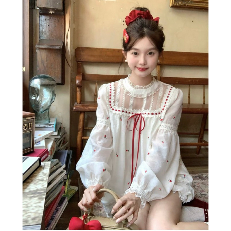 Set Áo Tay Bồng Cột Nơ Phối Quần Bí TIBU Set Đồ Nữ Dễ Thương Hoa Nhí Đỏ Trắng Đi Chơi Biển Phố B429 | BigBuy360 - bigbuy360.vn