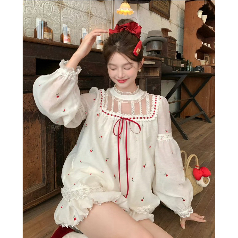 Set Áo Tay Bồng Cột Nơ Phối Quần Bí TIBU Set Đồ Nữ Dễ Thương Hoa Nhí Đỏ Trắng Đi Chơi Biển Phố B429 | BigBuy360 - bigbuy360.vn