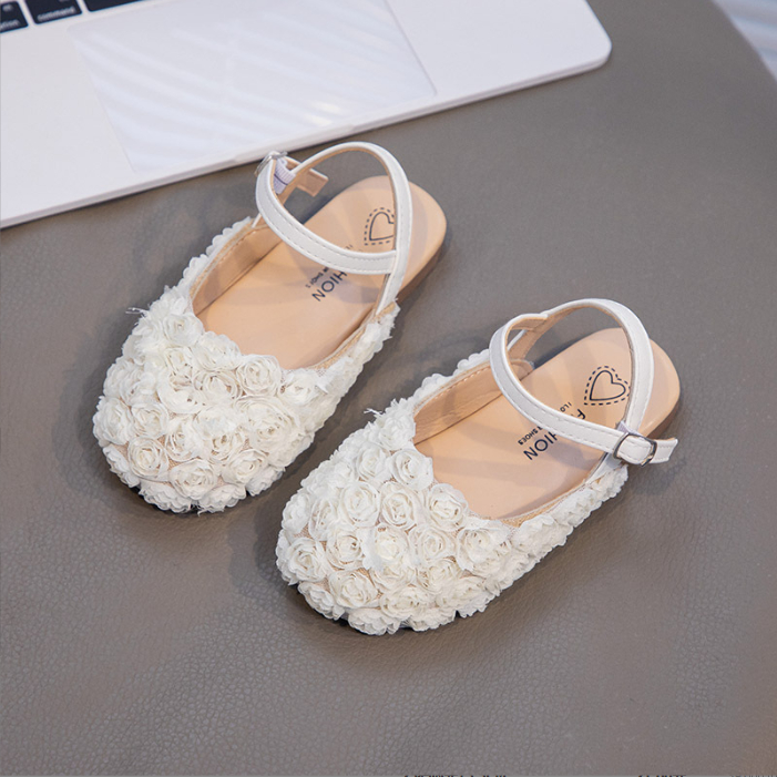 Giày Búp Bê Bé Gái (Tiểu Thư) Hoa Hồng Hở Gót Cao Cấp - Phong Cách Thời Trang Mới 2025