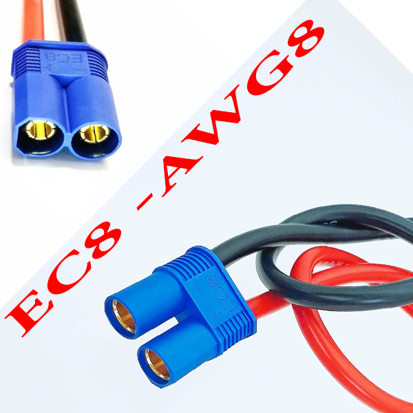 Jack EC8 hàn sẵn dây AWG 8 - đầu nối công suất cao cho mô hình , pin lithium , thiết bị RC