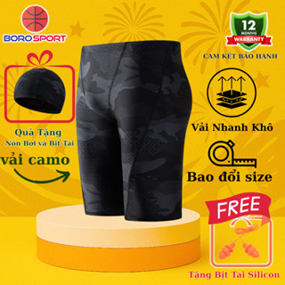 Quần Bơi Lửng mẫu 2025 Tặng Kèm Nón Bơi Quần Bơi Nam Hoa Văn Camo Co Giãn Thoát Khí Nhanh Khô Cleacco Boro Sport
