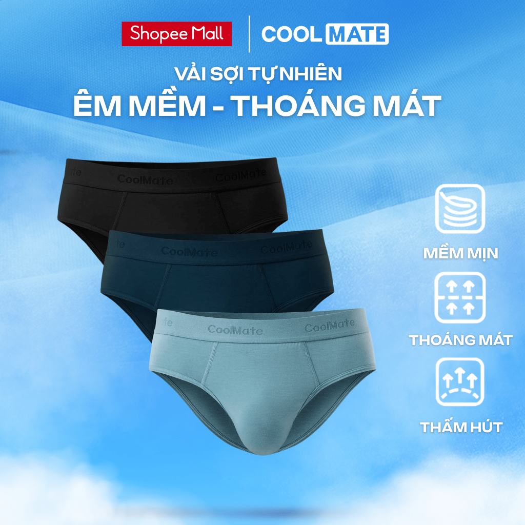   SALE TẾT Combo 3 Quần lót nam Brief Lenzing Modal vải êm mềm mịn thoáng khí thấm hút tốt Coolmate 