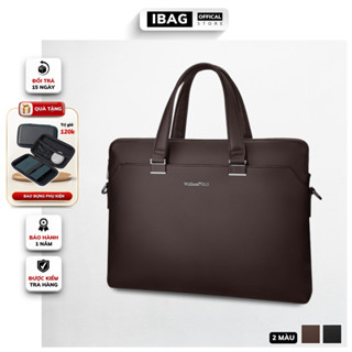 Cặp da công sở chính hãng William PoLo chất liệu da bò cao cấp cặp văn phòng đựng laptop 14 inh chống thấm nước- 𝑰𝑩𝑨𝑮